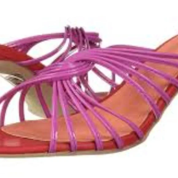 CUPCAKES & CASHMERE Pink&Red strapping sandals Sz7 - Picture 2 of 7